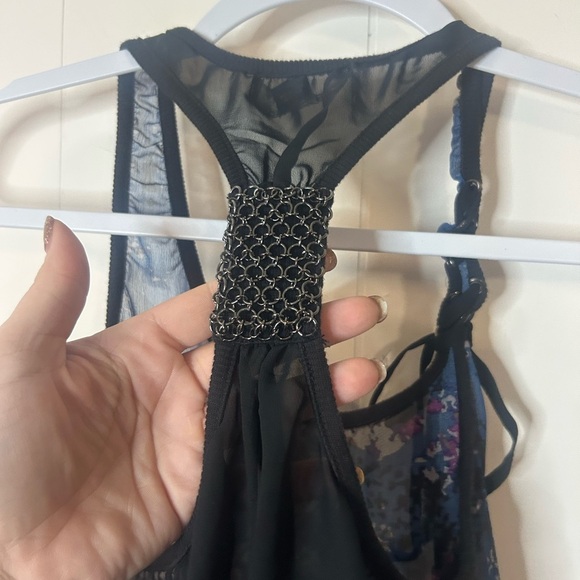 GUESS Womans Top XS Small Black Halter Sleeveless Beaded, sheer, - Picture 5 of 6